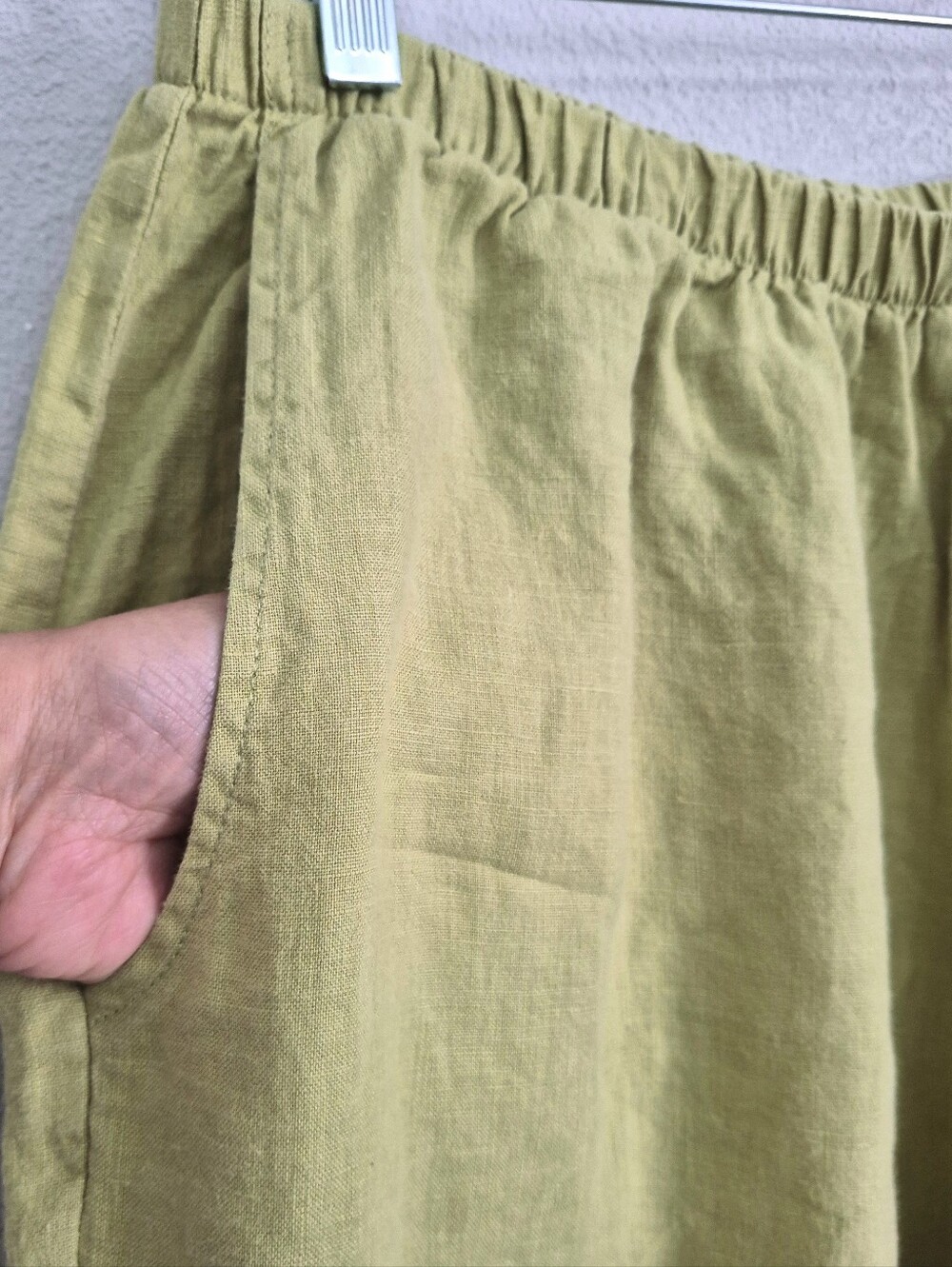 Flax Linen High Rise Wide Leg Pants Lime Green Medium Lagenlook - Picture 3 of 9